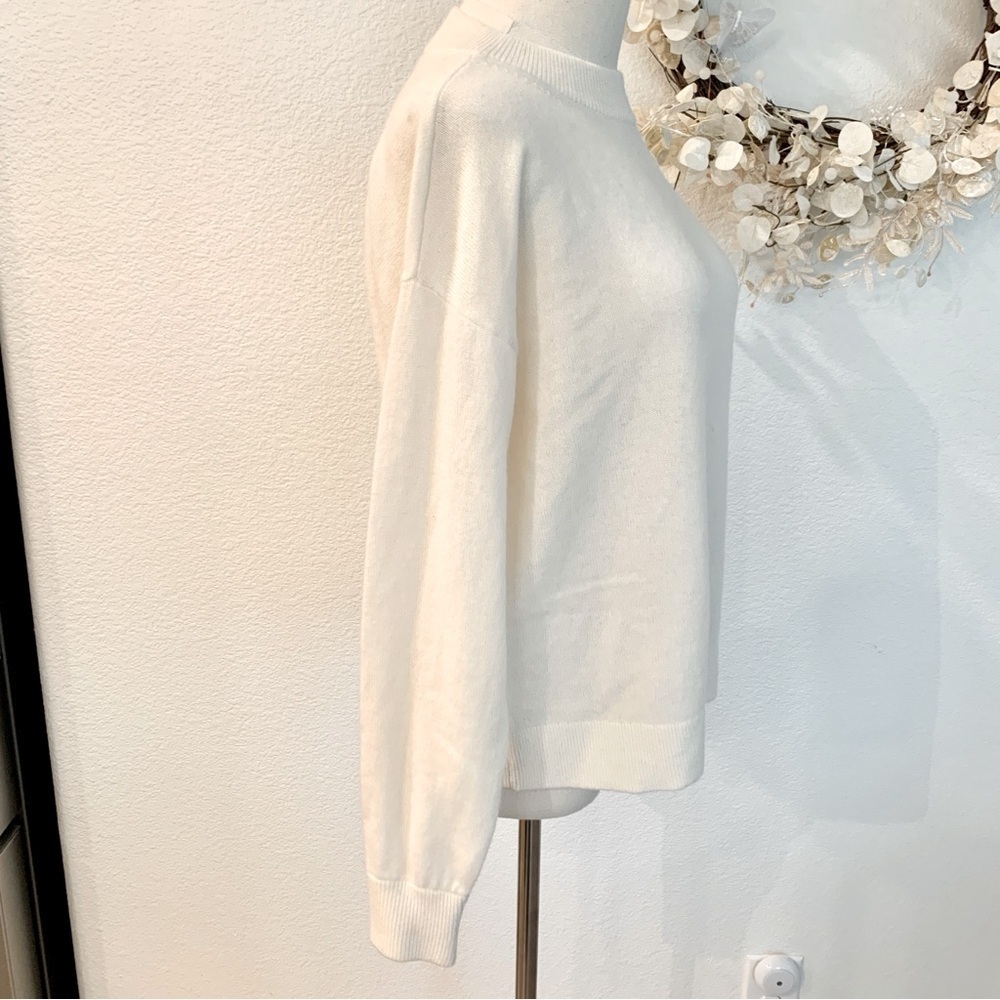🖤 Alice + Olivia Fila Crewneck Wool Cashmere Pullover Sweater in Soft White - Picture 8 of 16